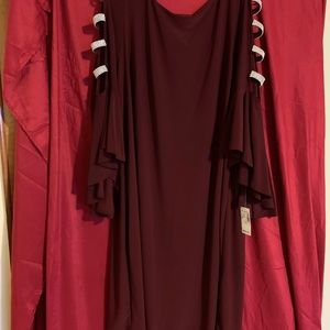 Burgundy dress with rhinestone sleeves